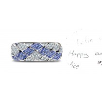 Micropavéd Blue Sapphire & Diamond Special Design Rhomboid Mesh Band