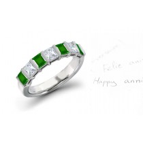 Endlessly Fascinating: 7 Stone Princess Cut Emerald & Diamond Men & Women Ring