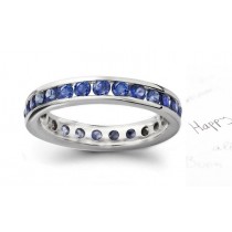 Full Sapphire Diamond Eternity Band in Platinum Ring Size 8