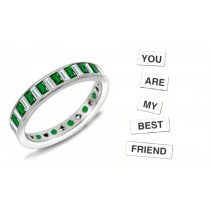 Certified Baguette Diamond & Baguette Emerald Ring in 1 to 5 cts & Platinum