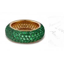 Micropavee 6 mm Wide Emerald Eternity Band