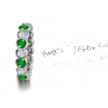 Splendid: Shared Bezel Set Emerald & Diamond Eternity Ring Size 3 to 8