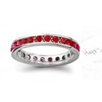 All Well-Cut Round Ruby Diamond Channel Set Eternity Ring in Gold
