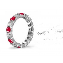 Hand Crafted Designer Ruby & Diamond Ring with Engraved Prong Baskets