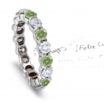 Platinum Green Diamond Eternity Diamond Ring