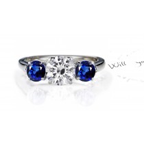 Poland September Birthstones Fine Deep Blue Color Blazing Clarity Sapphire Ring With Diamonds in 14k White Gold