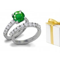 Assorted Sizes: Very Few Come This Fine Prong Set Green Emerald Ring With Diamonds 14k White Gold 1.906 ct Sz 5x4 mm
