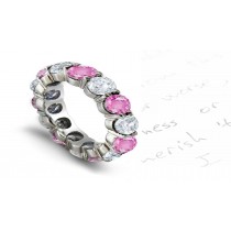 New Arrivals - Pink Sapphire & Diamond Prong Set Wedding Band