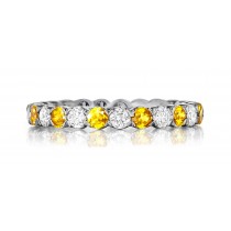 Made To Order Just For You Round Yellow Sapphire & Diamond Prong Set Eternity Band Rings