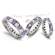 Round Diamond & Round Purple Sapphire Full Eternity Band