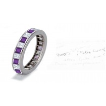 Princess Cut Purple Sapphire & Diamond Channel Set Band