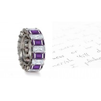 New Arrivals - Princess Cut Purple Sapphire & Diamond Wedding Band