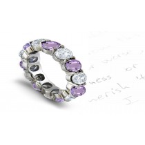 Prong Set Round Pink Sapphire & Diamond Wedding Ring