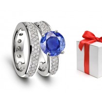 Love, Faith & Hope: Elegant Regal Gem Royal Deep Blue 3.07 ct Sapphire With Diamond Ring Set in 14k White Gold