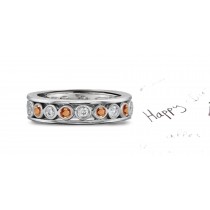 Shimmering: Sparkling Glittering Pink Orange Diamond Eternity Band