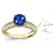 Marked Great A Distinction Velvety Dark Deep Sapphire Diamond Accents Gold Ring