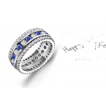 3 Prong & Channel Set Sparkling Diamond & Sapphire Ring