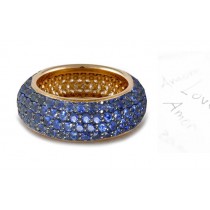 Pave Set Diamond Sapphire Platinum 950 Ring Size 6