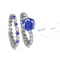 Sapphire & Diamond Engagement Wedding Set