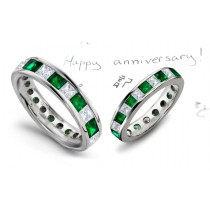 Dancing in the Light: Princess Cut Diamond & Square Emerald Band