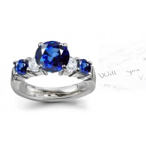 Splendor of Gold: A Pretty Legend 7 Stone Gorgeous Blue Sapphires & Diamonds Women's Ring Made in 14k White Gold 1ct