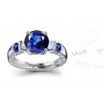 The Perfect Gift: 5 Stone Halo Genuine Sapphires French Pave Diamonds Ring in White Gold & Platinum Ring Size 3 4 5 6 7