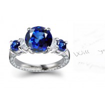 Richly Fashioned: Special Five Stone Haloed Sapphires Popular Style Diamonds Ring in 14k White sPlatinum Ring Size 5,6,8