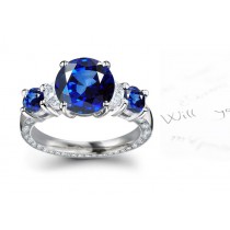 Richly Fashioned: Special Five Stone Haloed Sapphires Popular Style Diamonds Ring in 14k White sPlatinum Ring Size 5,6,8