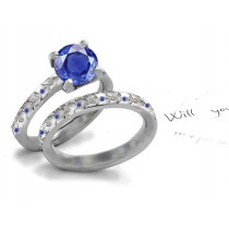 Treasures of Nature: In Demand Burnish Set Filigree Deep Blue Sapphire Classic Style Diamond Ring in 14k White Gold & Silver