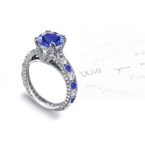 An Extraordinary Brilliance: View French Revolution Art Deco Blue Sapphire Diamond Eternity Anniversary Ring From All Angles