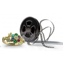 Multi Gemstones: Unique flower ring features five stones: Fine Blue Sapphire, emerald, ruby, amethyst, diamond, agate, topaz