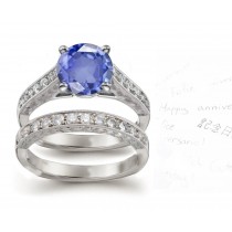Ancient Greece & Rome: Rich Handmade Carved French Pave' Set Wonderful Divine Diamond Blue-White GFK Sapphire Ring