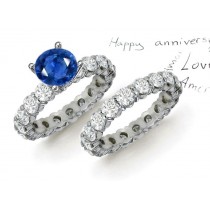 Blue & White Stones: A News Worthy Prong Set Diamond & Blue-White Sapphire Ring in 14k White Gold Women Sizes 5 6 7