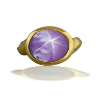 PURPLE STAR-CREATED STAR SAPPHIRE TOPAZ RING SZ 6 HANDMADE IN VERMONT STERLINGl SILVER BLUE