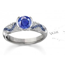Fire & Fervent Zeal: Pave' Fine Blue Sapphire With Diamond Fine Gold Ring in 14k White Gold & Platinum 3.28 - 3.24 Carat Sz