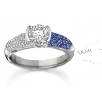 Carefully Gather Stones From Sources: French Pave' Fine Blue Sapphire Ring With Diamonds in 14k White Gold 3.489 carat
