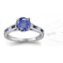 Exquisite Grace: Channel Set Sapphire & Diamond Ring in 14k White Gold, .925 Sterling Silver Worn For Engagement & Fashion