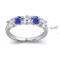 Talismani Stones: Bela 5 Stone Round Fine Blue Sapphire & Diamond Ring Set With Blue Sapphires & White Diamonds