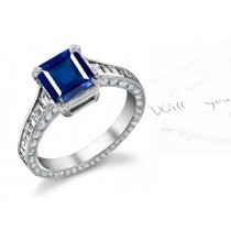 Perfectly Selected & Matched: Special Romantic Fine Blue Sapphire & Diamond Marriage Ring with Diamond Sprinkled