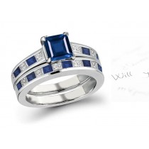 One-of-A-Kind Composition: Featuring Square Fine Blue Sapphire atop Channel Set Diamond & Sapphire Ring