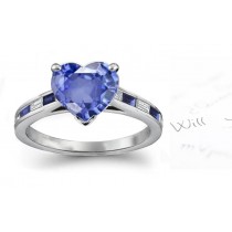 Lustre & Transparency: Multi Sensory Satin Star Heart Fine Blue Sapphire & Baguette Diamond Ring Fine Blue Sapphire Gem Dispersion .018