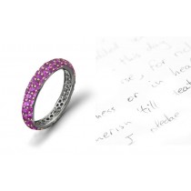 French Micropave? Round Purple Sapphire Eternity Ring in 14k White Gold, Sterling Silver