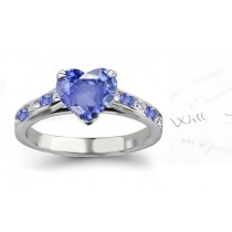 As Lively As A Peacock: Eye Pleasing Popular Heart Shaped Fine Blue Sapphire & Round Diamond Ring Ring Size 3 to 9 Stone Size 6 mm Quite Cheap
