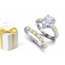 Pear Shape Diamond atop Round Yellow Sapphires & Diamonds & 14k Gold Ring & Color Sapphire Diamond More Intense Band