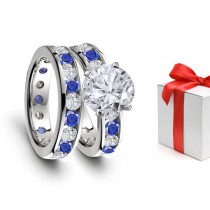 Magical Significant Stones: Channel Set Round Sapphire & Diamond Fashion Ring in 14k White Gold & Platinum 1.25ct