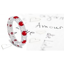 14k White Gold Diamond & Ruby Wedding Band in Platinum 950