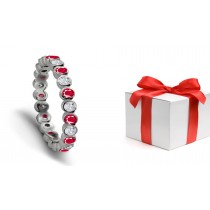 Vivacious: Bezel Set Ruby & Diamond Eternity Band in 1 to 3 cts tw Ring Size 3 to 8 in Gold