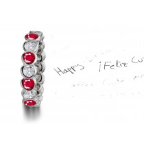 Elegant: Bezel Set Ruby & Diamond Wedding Eternity Band in Gold