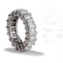 Platinum Bar Set Octagon Diamond Eternity Rings.