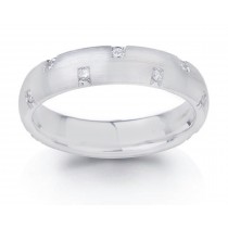 Mens Burnish Set Diamond Eternity Band in Platinum & 14k White Gold